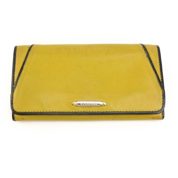 Burberry Chartreuse Leather & Logo Long Wallet - Picture 1 of 12